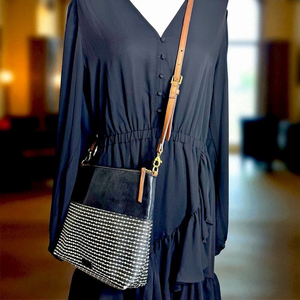 FOSSIL Fiona Black and White Polkadot Dot Crosssbody Bag Purse